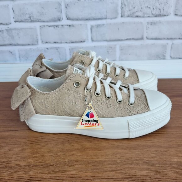 ❤️Converse Chuck Taylor All Star Lift Bow Sz 8 Women's Shoes Embroidered A10246C - Picture 7 of 14